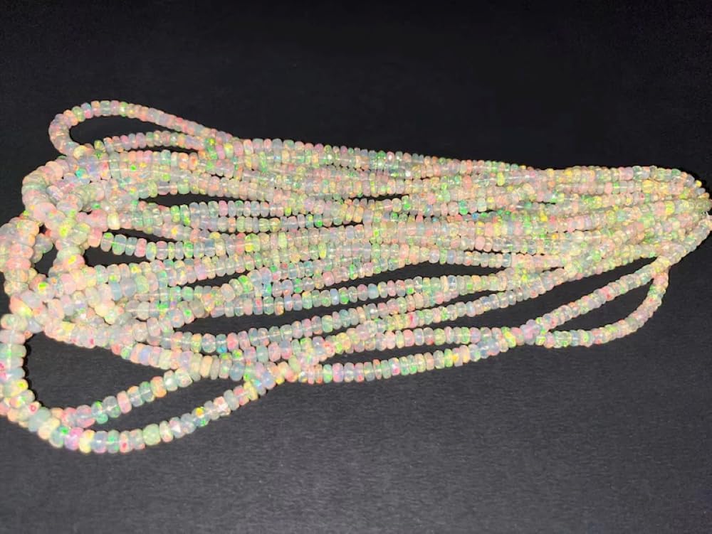 Ethiopian Opal Faceted Rondelle Beads 3-4mm Natural Opal Beads 16 Inches