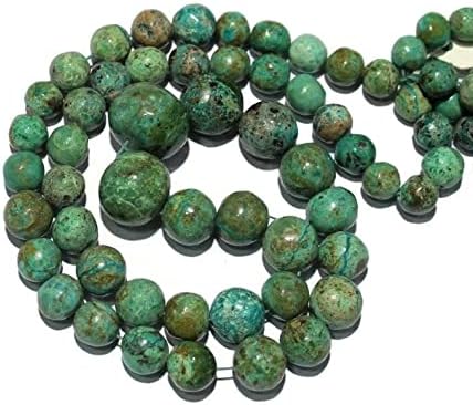13 inch Strand of Natural gem Chrysocolla, 5-15mm Round Smooth Beads for DIY Jewelry Making. | Beads_03663, As Per Photo