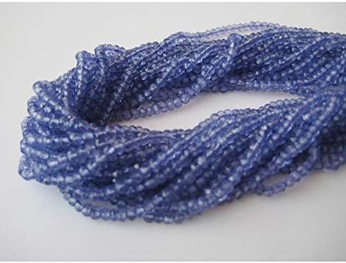 10 Strands, Wholesale Blue Coated Quartz Bead, Tanzanite Color, Micro Faceted Rondelle Beads, 4mm Beads, 14 Inches Code-HIGH-50068