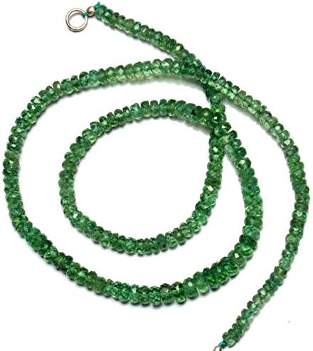 Natural Gemstone Rare Apple Green Color Kyanite 4 to 5.5MM Faceted Rondelle Beads 18 Inch Full Strand Fine Quality Beads Finished Necklace