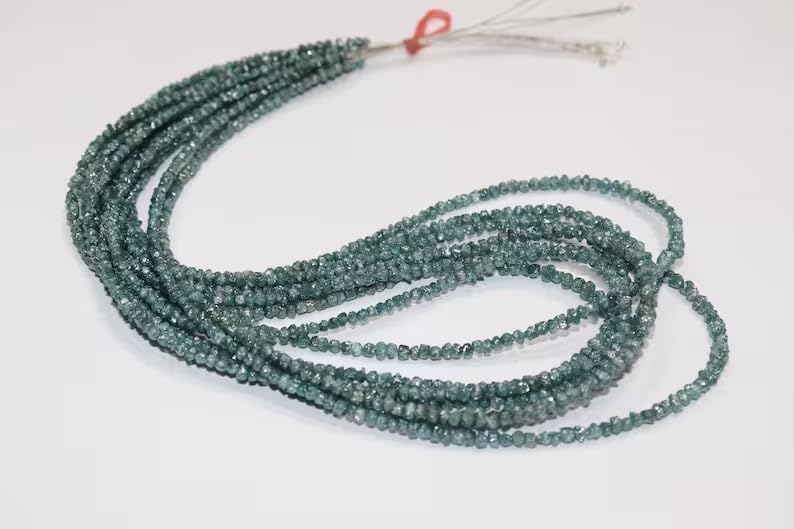 Natural Raw Blue Diamond Uncut Beads 3-4mm Blue Diamond Beads Strand for Jewelry Making
