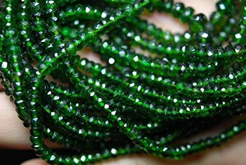14 inch Strand Natural Chrome Diopside 4-3.5 mm rondelle Faceted Beads - Jewelry - gems Quality Strand, 14 inches Strand, AAA Super Rare Chrome Diopside Faceted rondelles Large Size 4-3.5mm