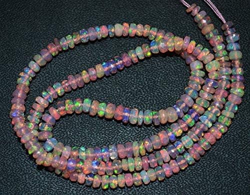 Natural New Pink Panther AAA Flash Ethiopian Opal Faceted Rondelle Beads, 3-4 mm Approx., Ethiopian Opal Beads 16 inch Code-HIGH-45683