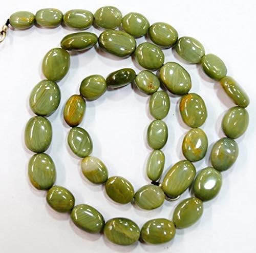 LOVEKUSH Natural gem Stone Cats Eye Smooth Nuggets Beads Complete Necklace 19 inches 7 x 10 to 10 x 13 mm Code-HIGH-60578