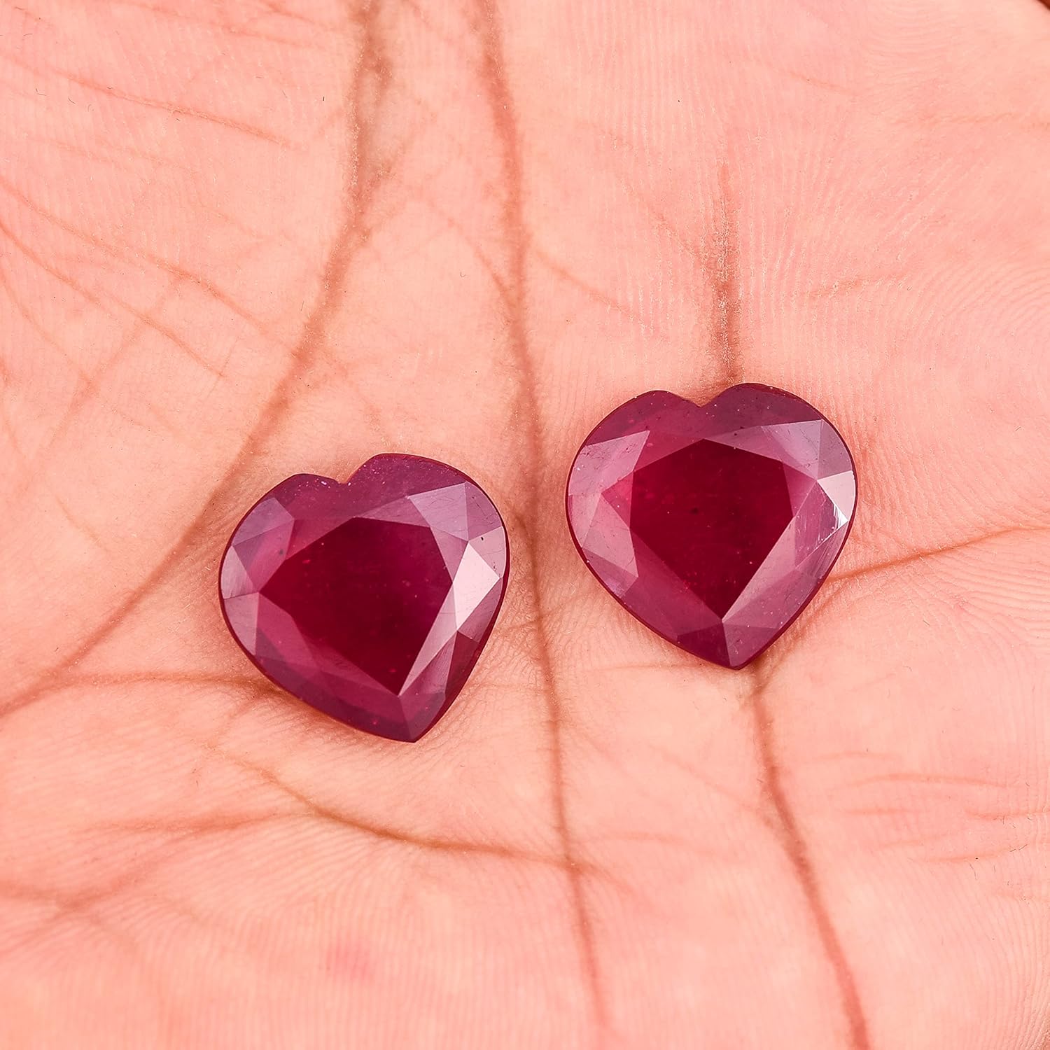 29.80 Ct Natural Pair Ruby Heart Shape Size 17.50 mm High Quality Cut Faceted loose Gemstone Best For Making Earring Jewelry