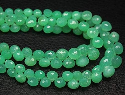 Chrysoprase Apple Green Faceted Onion Drop Loose Gemstone Craft Beads Strand 9 Inch Long 5mm 8mm Code-HIGH-20743