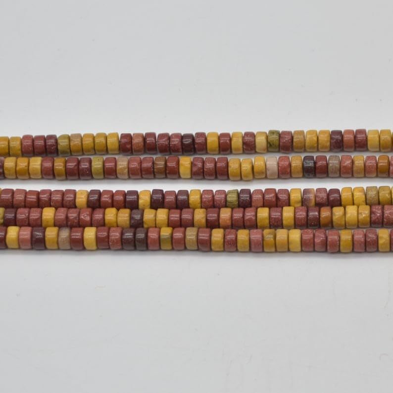 13 inch Strand of Natural gem mookaite, 4x2mm rondelle Smooth Beads for DIY Jewelry Making. | Beads_05230