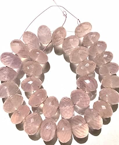 Natural Rose Quartz Roundelle Faceted Beads 14-15 MM 13 inch Long String Jewelry Making Gemstone Beads for Necklace Bracelet