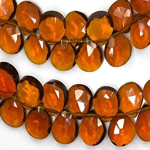 7 Inch 8mm-Deep Beer Quartz Faceted Heart Shape Briolette Beads Code-HIGH-59821