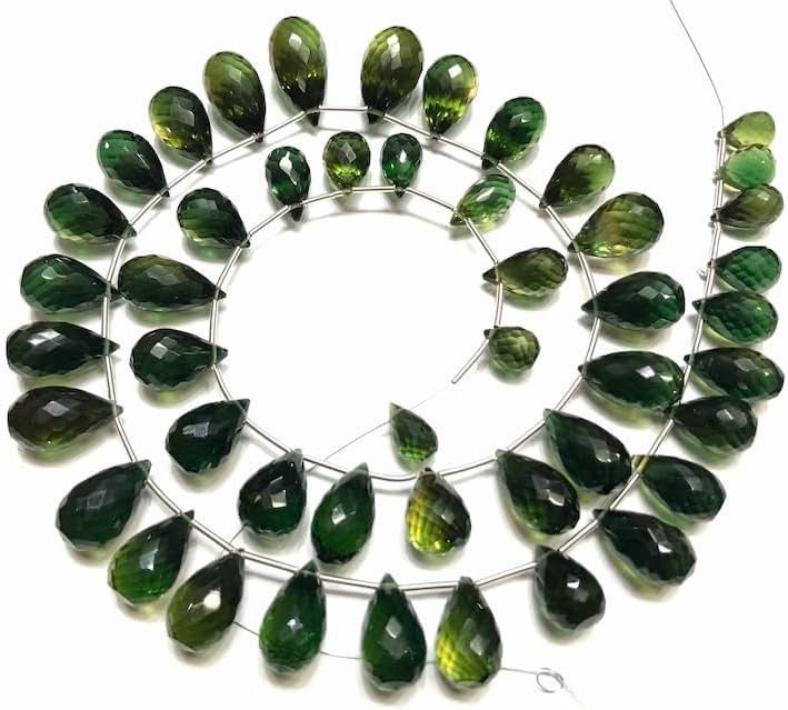 Natural Green Hydro Quartz Teardrop Smooth Beads 7-10mm 18 inch Long String Jewelry Making Gemstone Beads for Necklace Bracelet