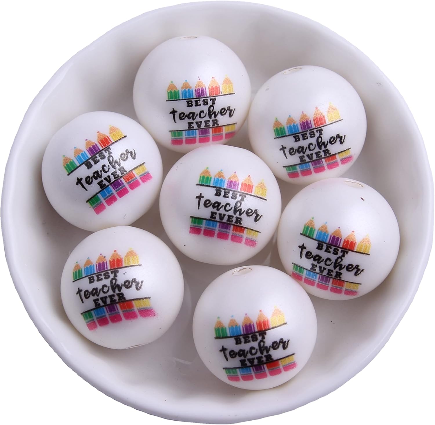 Davitu Kwoi Vita 20MM Newest Chunky Large Print Teacher Acrylic Matte Pearl Beads for Jewelry Making s - (Color: Show, Item Diameter: 12mm 1000pcs)