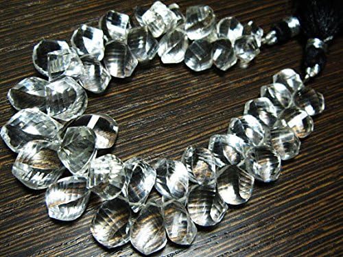 13 inch natural beads strand of 10x5-17x10mm faceted drop rock crystal gemstone beads for DIY jewelry - necklace, bracelet, earring, ring.