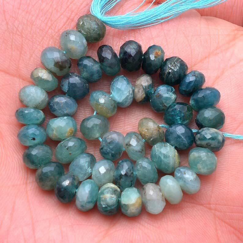 13 inch Strand of Natural gem Grandidierite, 7-8mm rondelle Faceted Beads for DIY Jewelry Making. | Beads_03676, as per photo