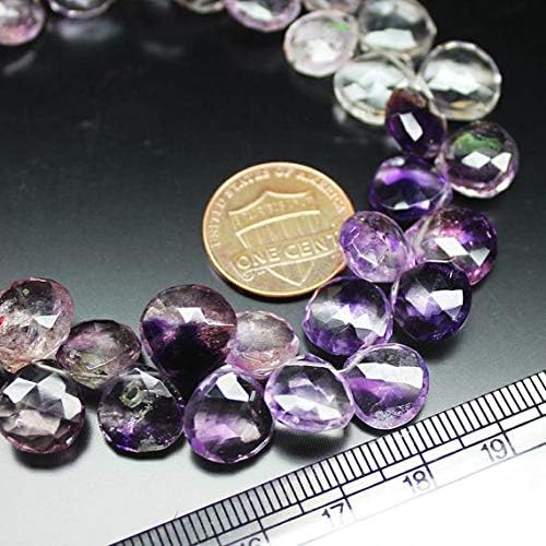 Natural Amethyst Faceted Heart Drop Briolette Gemstone Loose Craft Beads Strand 9 Inch Long 10mm Code-HIGH-26717