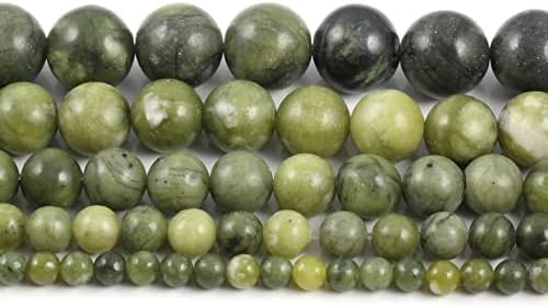 13 inch Strand of Natural gem Olive Jade, 8mm Round Smooth Beads for DIY Jewelry Making. | Beads_05873