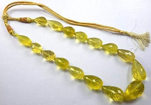 Lemon Quartz Faceted Drop Shape Beads 15 Inch Long Long 1 Strand, 12x26-17x31 mm Beads Code-HIGH-47307
