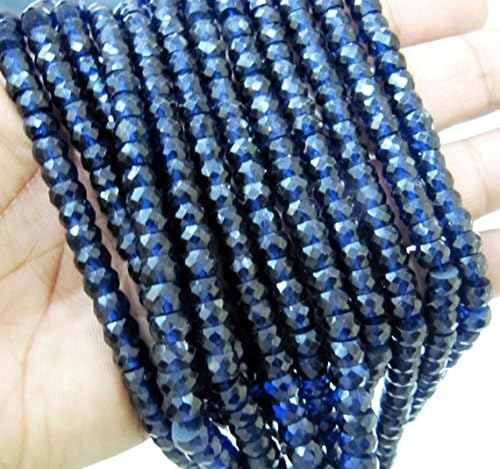 13 inch natural beads strand of 6-9mm faceted rondelle blue sapphire gemstone beads for DIY jewelry - necklace, bracelet, earring, ring.