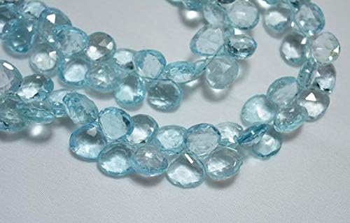 Blue Topaz Heart Shape Beads, Blue Topaz Faceted Heart Shape Briolettes, Gemstone for Jewelry, 8mm - 13mm Approx, 9 Inch Strand Code-HIGH-25178