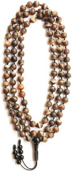 Natural Brown Agate 8mm 108 Mala Beads, Spiritual, Meditation Beads, Reiki, Japa Mala, Buddhist Prayer Beads, Yoga Bracelet, healing beads LKMALA-RRGU-829