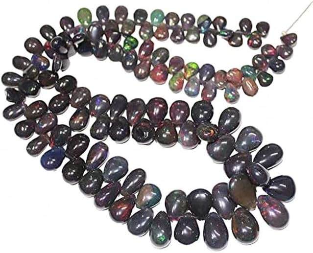 1 Strand Black Opal pear Drop Smooth 20'' Long Strand Gemstone Beads, Jewelry Supplies for Jewelry Making, Bulk Beads, for Meditation Jewellery Gemstone 8mm to 15mm CHIK-STRD-77270