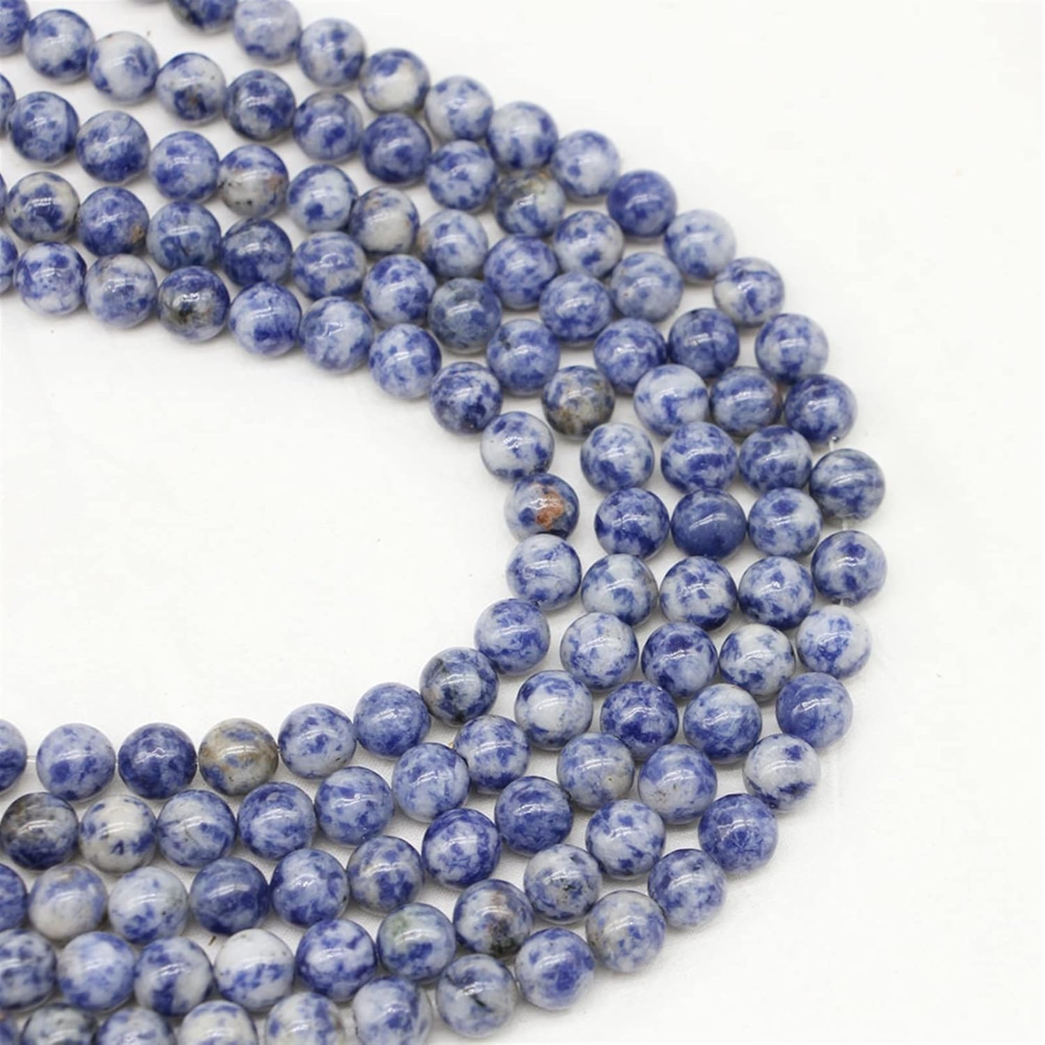 Crystal Crystal Accessories DIY Natural Blue Point Loose Beads Round Beads DIY Bracelet Jewelry Accessories semi-Finished Beading Home Collections(Color:Beige,Size:8mm)