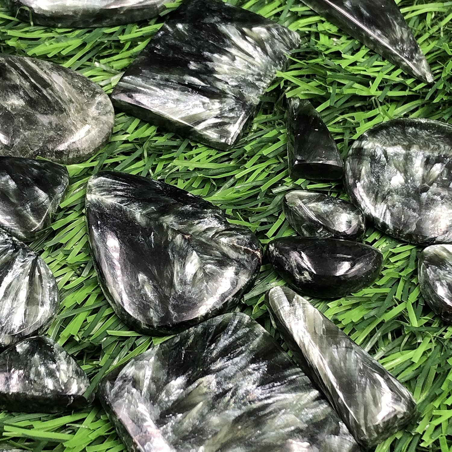 Natural SERAPHINITE Gemstone Loose Cabochon Lot For Jewelry Making, Loose Gemstone For Ring, Earring & Pendant Necklace, Jewelry Making Cabochons, Healing Gemstones