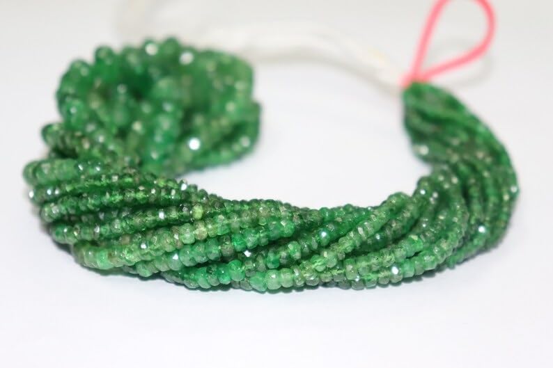 Tsavorite Faceted Rondelle Beads 3-7 mm Tsavorite Rondelle Beads Tsavorite Beads Strand Tsavorite Faceted Beads Tsavorite Beads