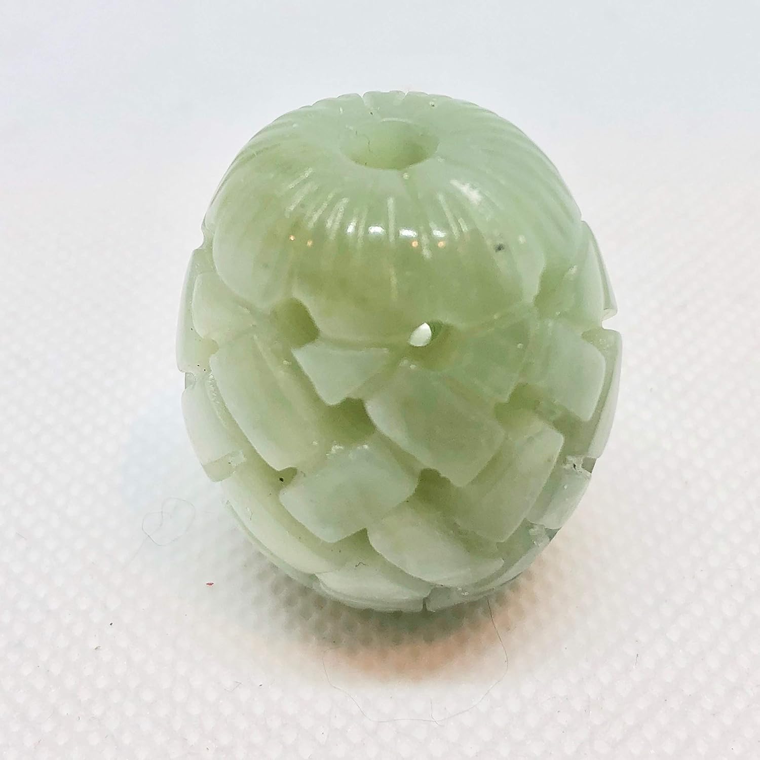 Basket Weave Carved 30x26mm Jade Barrel Bead 10798 for Jewelry Making