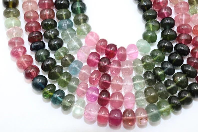AAA+ Quality Multi Tourmaline Smooth Rondelle Beads 6.5-7mm Multi Tourmaline Gemstone Bead Smooth Rondelle Beads for Making Jwelery