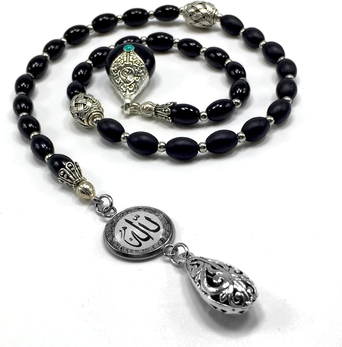 -Swing Beads Collection- Prayer Beads-Tesbih-Tasbih-Tasbeeh-Misbaha-Masbaha-Subha-Sebha-Sibha-Rosary (Model 3-8 mm Diameter Black Agate Beads)