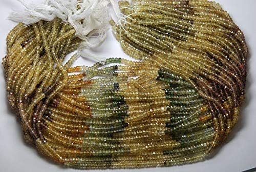 13 inch Strand of Machine Cut Quality,Natural Multi Color Zircon Micro Faceted Rondells,4 Size mm Code-HIGH-55927