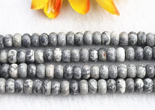 13 inch Strand of Natural gem Gray Picasso Jasper, 8mm Round Smooth Beads for DIY Jewelry Making. | Beads_03975