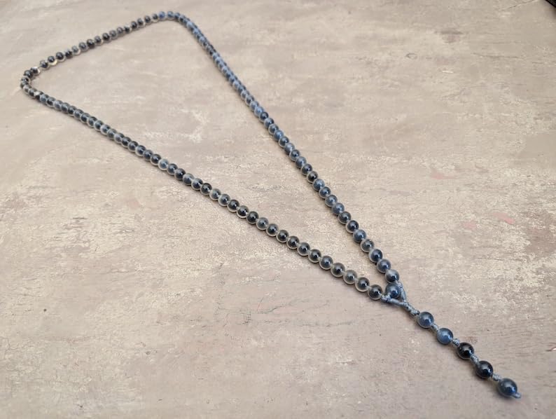 Natural Agate 8mm 108 Mala Beads, Spiritual, Meditation Beads, Reiki, Japa Mala, Buddhist Prayer Beads, Yoga Bracelet, healing beads LKMALA-RRGU-205