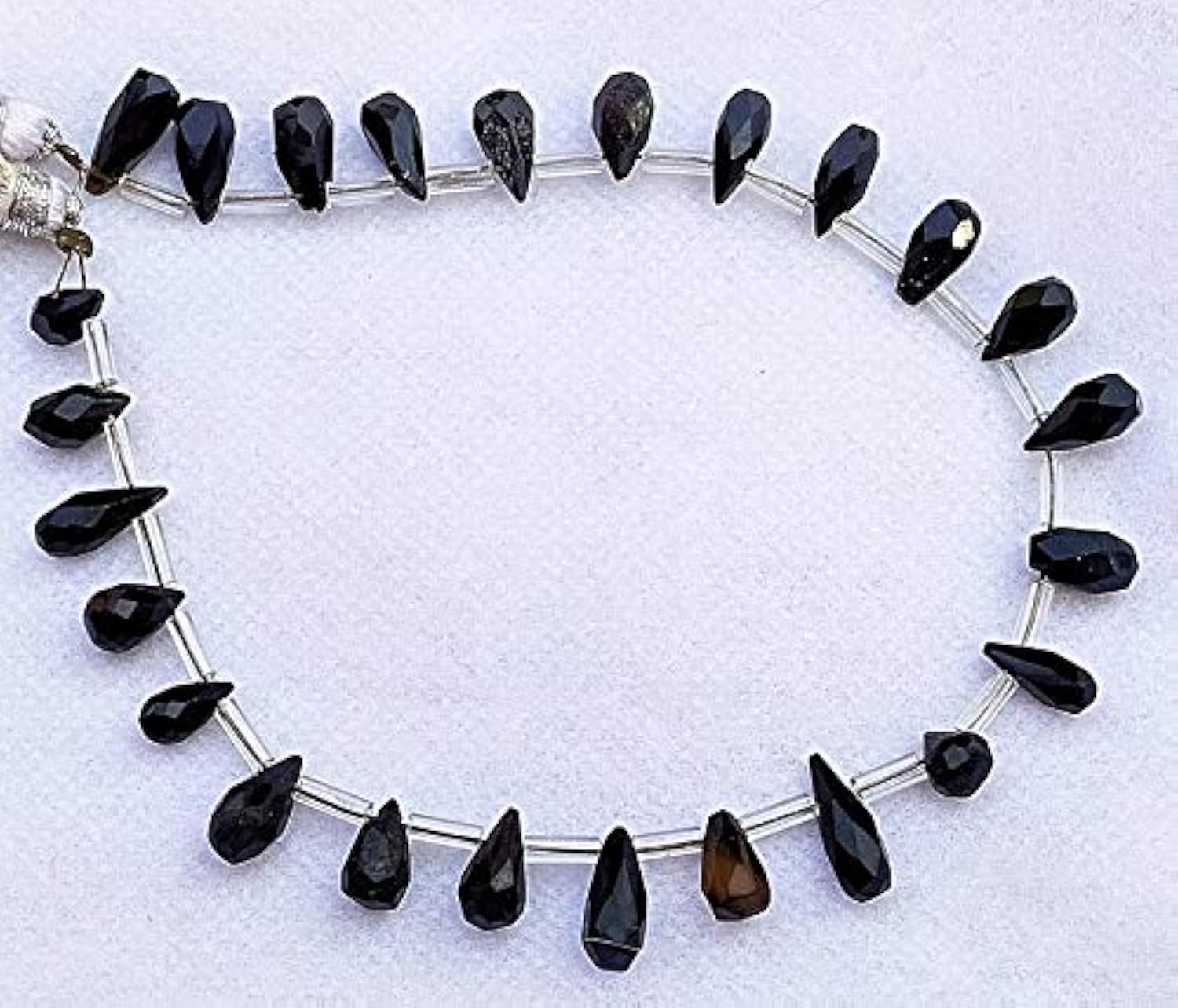 GEMZ 16 inch Strand of Natural Mystic Black Spinel Drop Shape Faceted Cut Black Color briollete Beads for DIY Jewelry Making- Earring Necklace Bracelet.