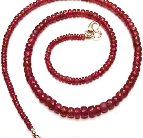 Super Rare Pink Sapphire 3 to 7MM Faceted Rondelle Beads 18 Inch Full Strand Pink Sapphire Super Quality Beads Finished Necklace