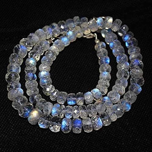 Blue Moonstone Micro Faceted Rondelle Micro Gemstone Craft Loose Beads Strand Necklace 16