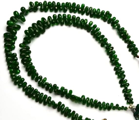 BEADS GEMSTONE 1 Strand Natural Tsavorite Faceted 4x2 to 8x5MM Teardrop Shape Briolettes 11 Inch Code-HIGH-11716