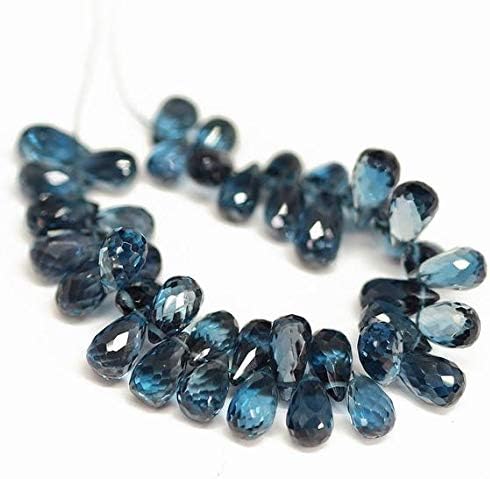 1 Strand London Blue Topaz Tear Drop Faceted 6 Pieces Strand Gemstone Beads, Jewelry Supplies for Jewelry Making, Bulk Beads, for Meditation Jewellery for Reiki Healing Mystic Gemstone 7mm to 8mm