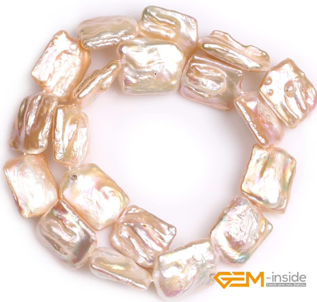 GEM-Inside Natural 17x24mm Pink Rectangle Nuclear Edison Pearls Stone Beads for Jewelry Making Loose Beads 15
