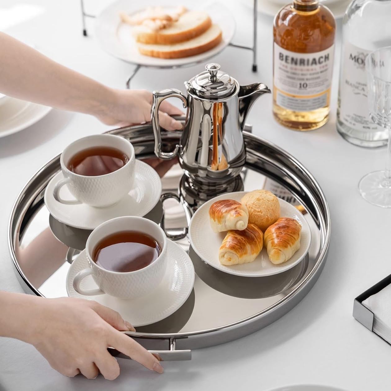 Foodtray Stainless Steel teapot Light Luxury Hotel Coffee Pot Milk Cup Tray Set Model Room Cold Water Kettle Ornaments Dining Serving