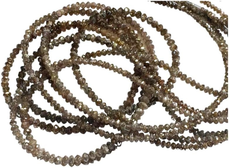 1.5-2.5mm Brown Sparkling Faceted Diamonds Beads, Brown Faceted Diamond Rondelle Beads, Brown Beads For Jewelry (4IN To 16IN Options), 1.5 MM - 2.5 MM