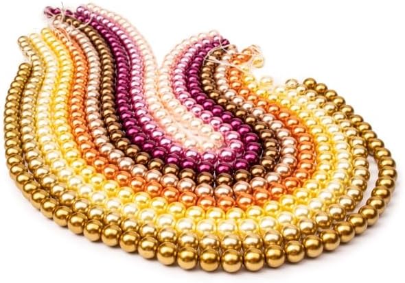 PotomacBeads 500 Pieces Glass Pearls, Warm Tones Collection, 8mm, 10 Colors