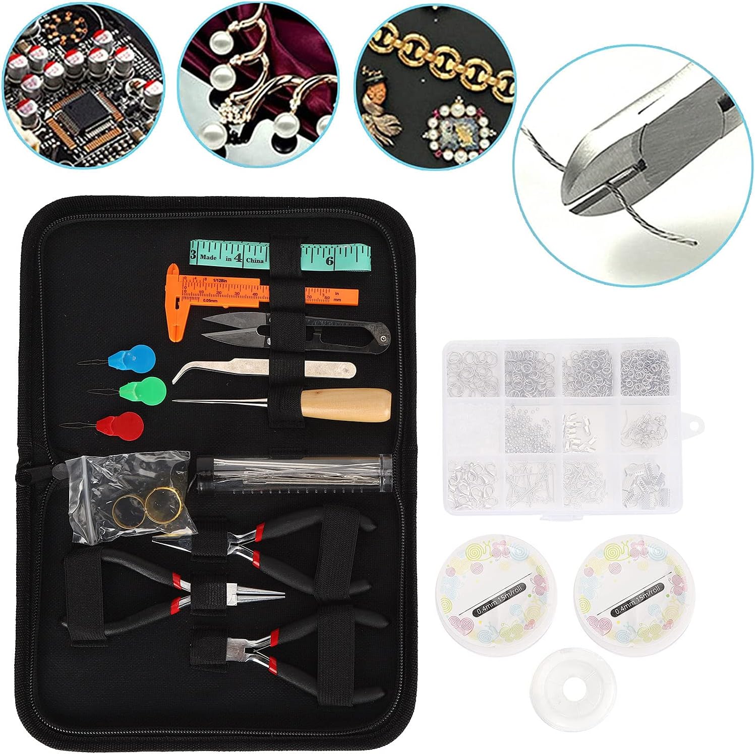 Jewelry Making Supplies Kits DIY Set with Tools and Accessories, Complete Package for Beading and Repairing, Includes Storage and Box, Stringing Materials and More
