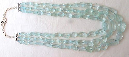 18 inch 1 strand necklace of natural aquamarine tumble shape faceted cut 10-22mm beads for DIY jewelry making.