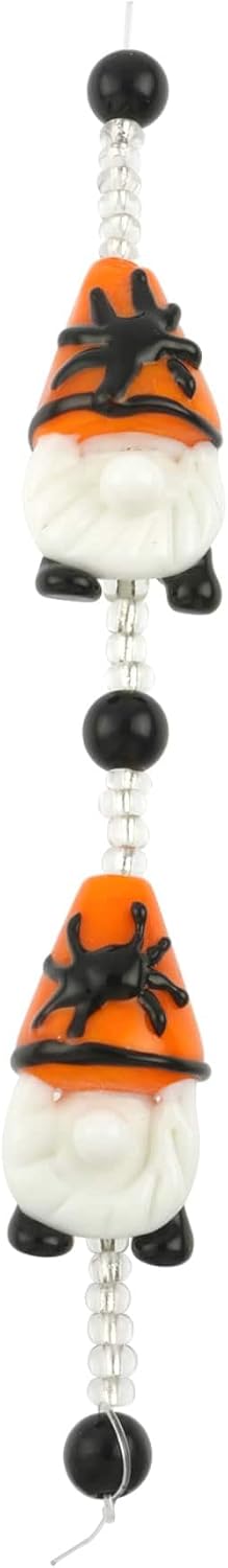 Bead Landing Halloween Gnome Lampwork Glass Bead Set – 12 Pack with 25 Beads per Set, Includes Spacers for Jewelry and Craft Projects