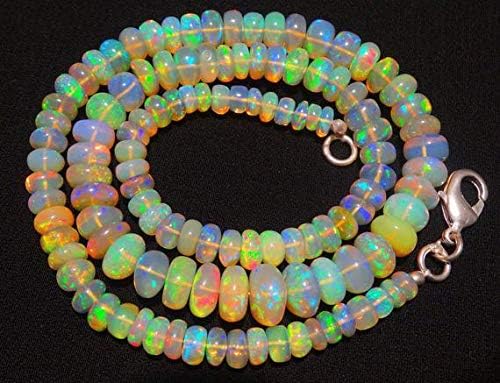1 Strand Natural 17 INCH Natural Gemstone Ultimate Quality Ethiopian Welo Opal Rainbow Fire Smooth Big Size Rondelle Neacklace 5 to 9.5mm Code-HIGH-29289