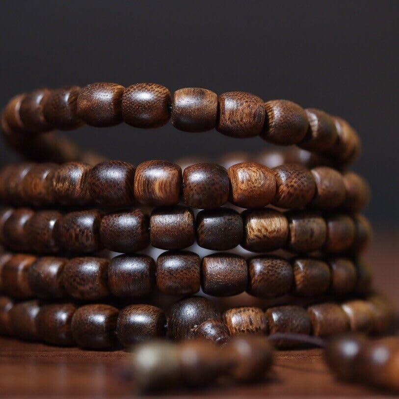 Agarwood 12+8mm Fusen Red Clay Nine Points Sinking Agarwood Set of Buddha Beads Rosary