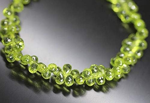 Green Arizona Perit Faceted Tear Drop Briolette Gemstone Craft Loose Beads Strand 9 Inch Long 5mm 6.5mm Code-HIGH-1855