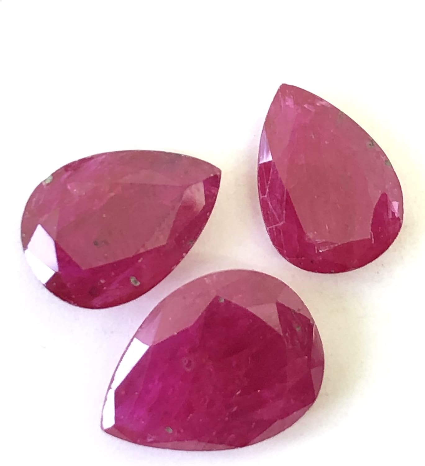 12.44 Ct Natural Ruby Pear Layout, Size 12 To 14 mm Long, Fine Quality Ruby Loose Gemstone 3 Pieces For Making Ruby Necklace, Ruby Jewelry