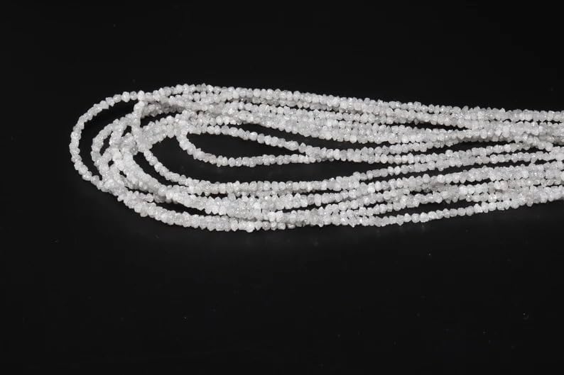 Natural Raw White Diamond Uncut Beads 2-3.5MM Uncut Diamond Beads Strand for Jewelry Making